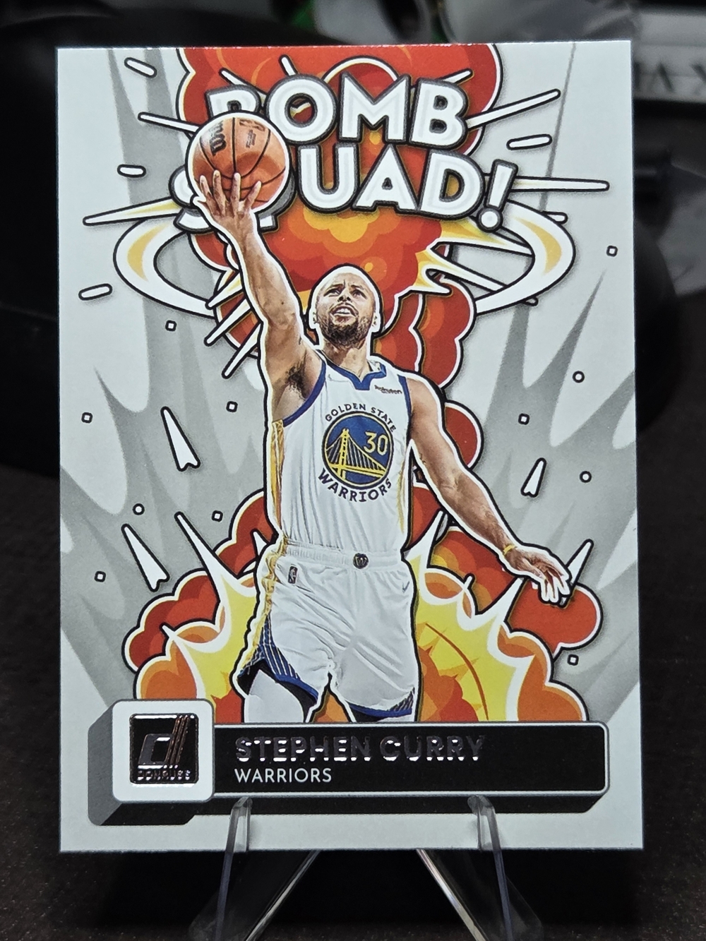 Panini Stephen Curry Bomb Squad Basketball Card - White, Blue, Yellow, Orange